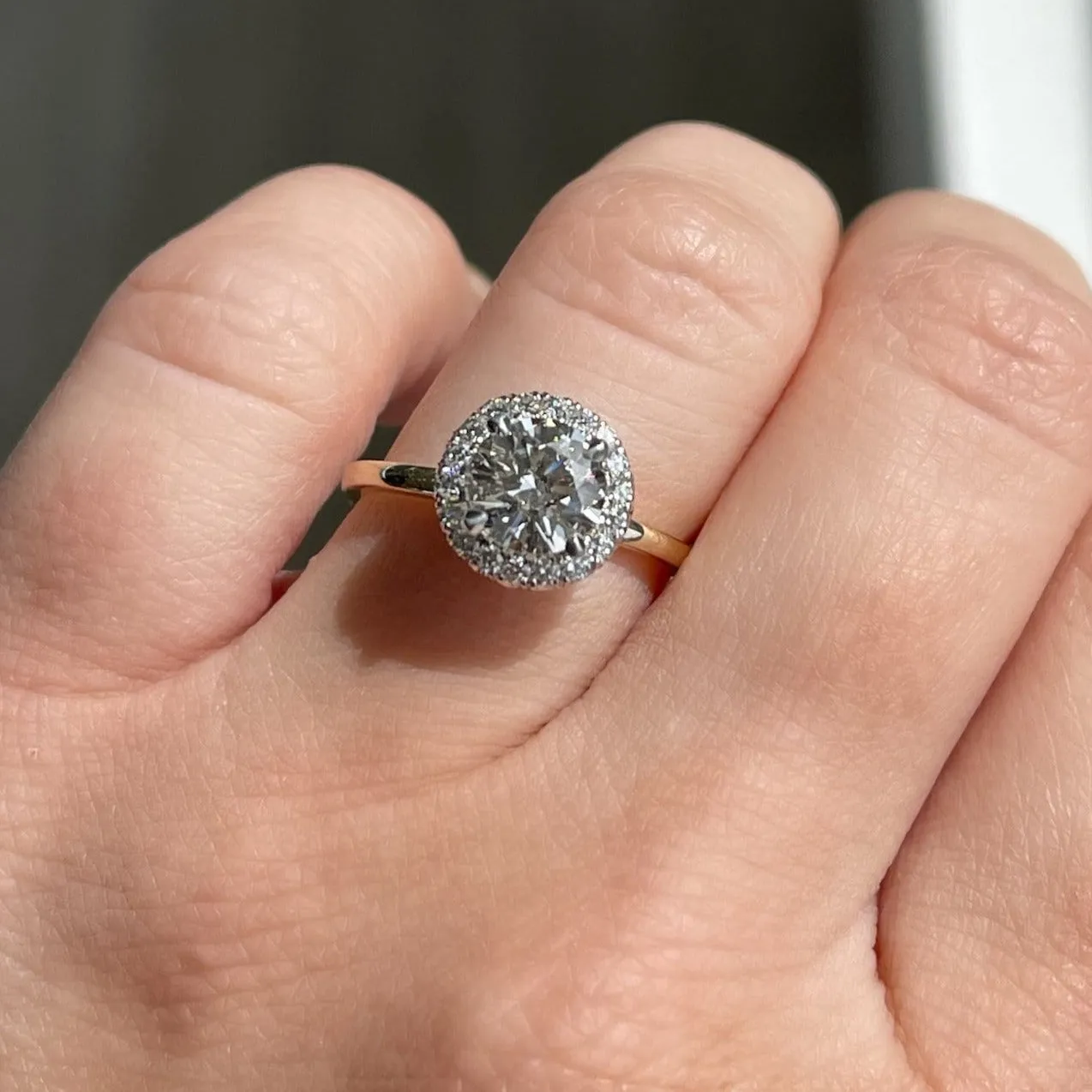 1.01 Round Brilliant Cut Natural Diamond Engagement Ring