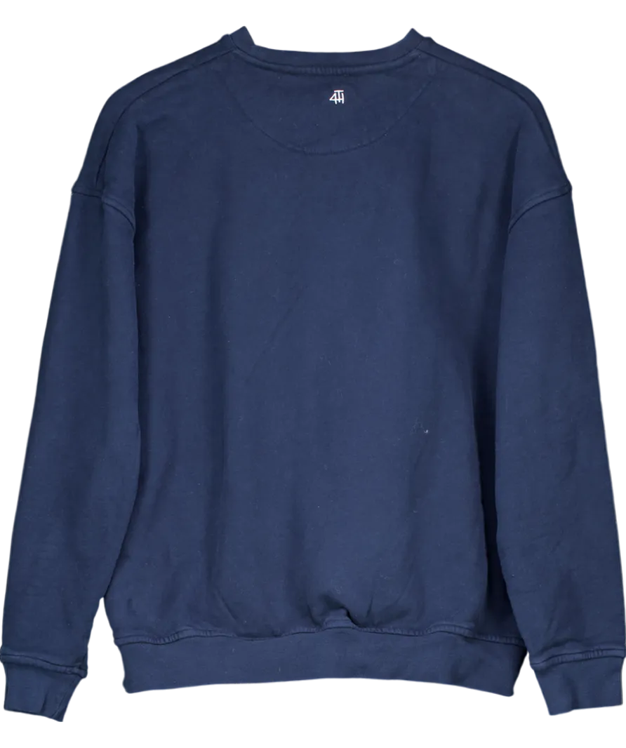 4th & Reckless Blue Peyton Slogan-embroidered Cotton-jersey Sweatshirt UK XS