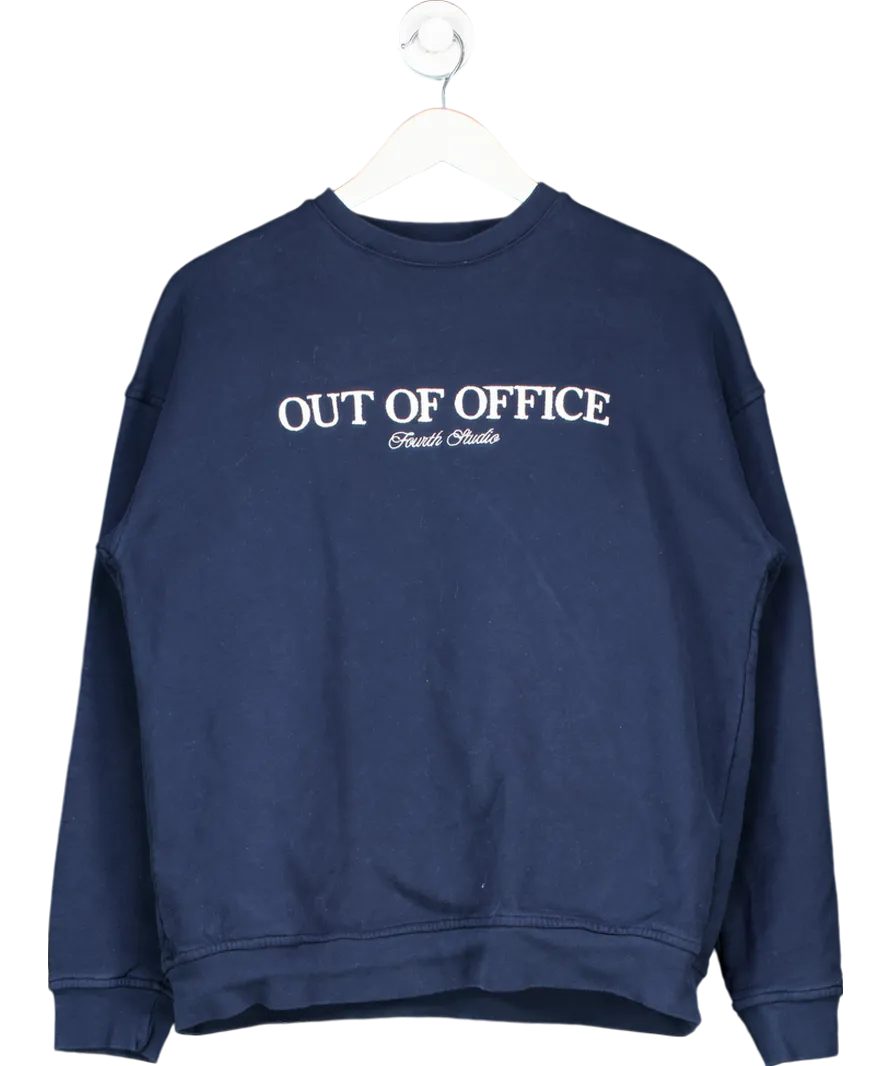 4th & Reckless Blue Peyton Slogan-embroidered Cotton-jersey Sweatshirt UK XS