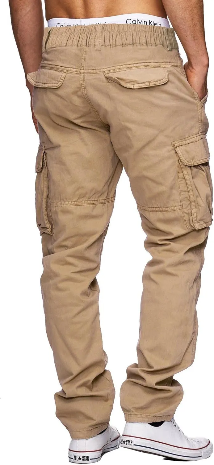 AIFARLD Cargo Pants for Men Multi Pockets Work Pants Cotton Stretch Elastic Waist Relaxed Fit Hiking Outdoor Casual