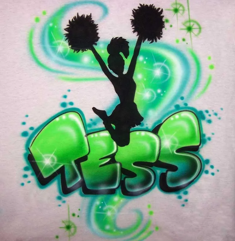Airbrushed Jumping Cheerleader with Pom Pom's Personalized Shirt