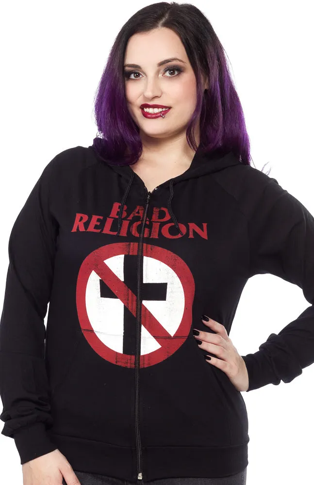 BAD RELIGION DISTRESSED LOGO LIGHT WEIGHT HOODIE