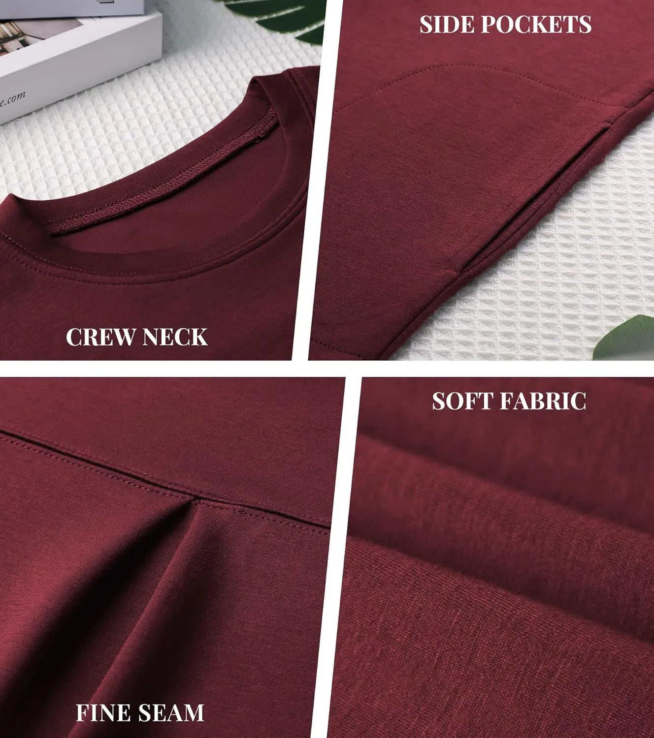Casual Long Sleeve Sweatshirt Dress Women Air Essentials Crew Neck Dress Tunic Tops with Pockets
