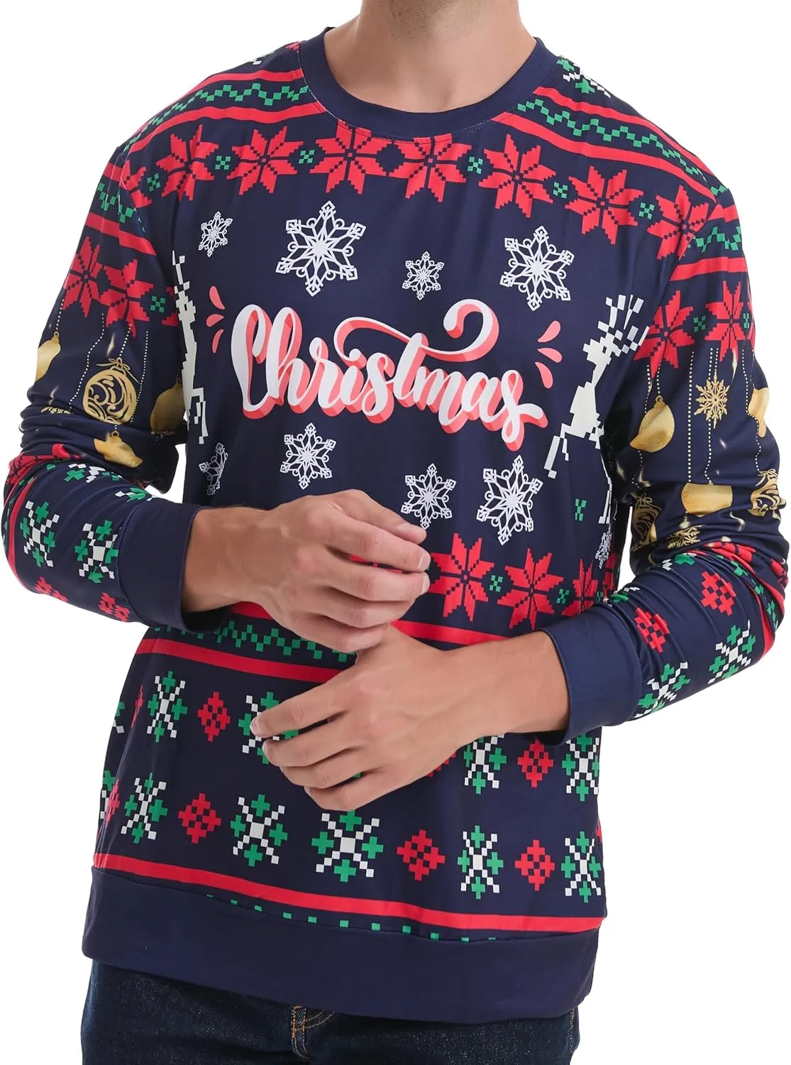 *daisysboutique* Unisex Women Men Christmas Ugly Shirt Funny Halloween 3D Effect Graphic Costume Holiday Pullover