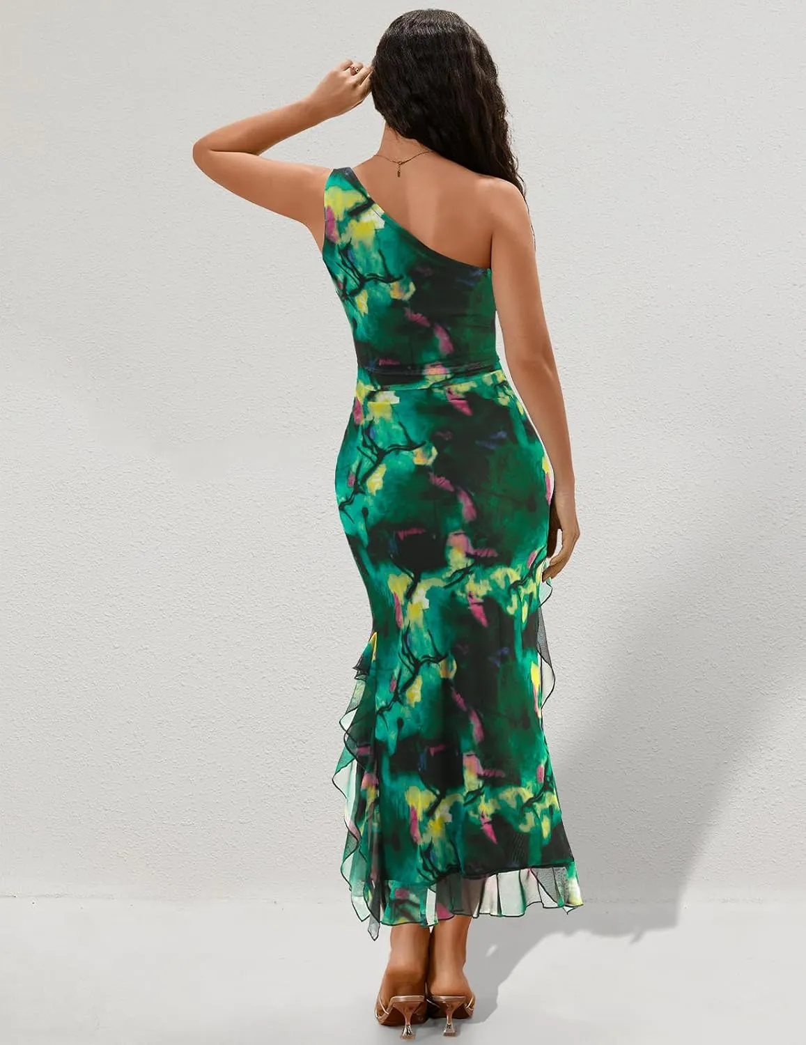 DRESSTELLS Women's Summer Maxi Bodycon Floral Tie Dye Mesh Wedding Guest Club Party Long Split Dresses 2025