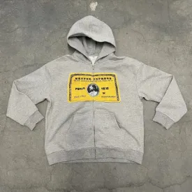 Flytonn- Streetwear y2k 90s Fashion American retro character business card print gray zipper cardigan hoodies women high street popular oversized fashion sweatshirt