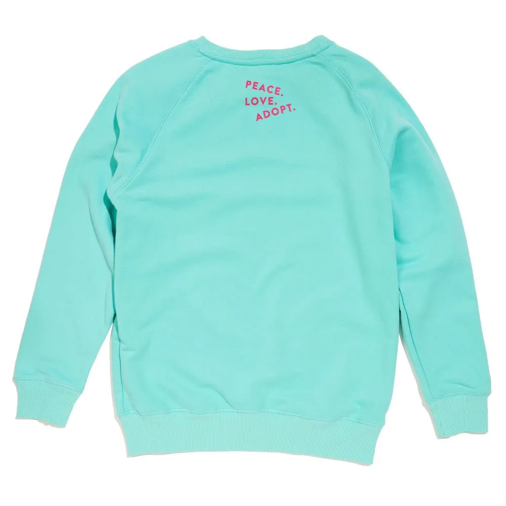 Found My Animal Big Full Heart Sweatshirt, Aqua   Fuchsia