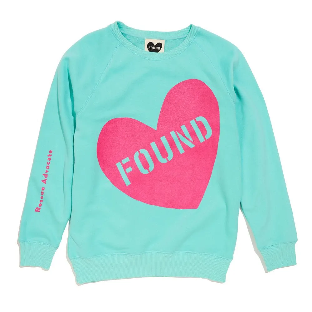 Found My Animal Big Full Heart Sweatshirt, Aqua   Fuchsia