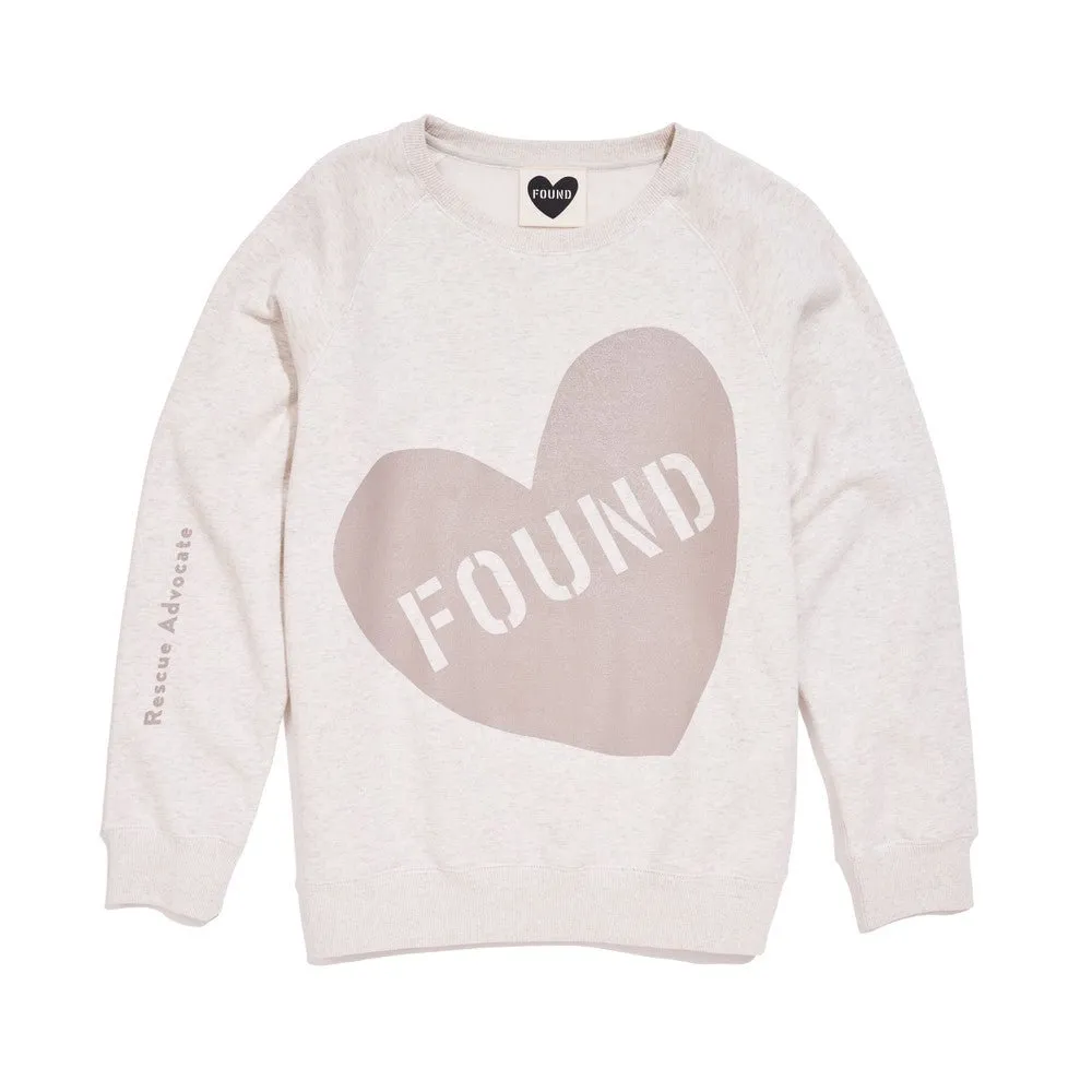 Found My Animal Big Full Heart Sweatshirt, Heather   Gray