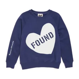 Found My Animal Big Full Heart Sweatshirt, Navy   Ice