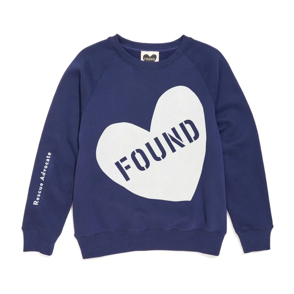 Found My Animal Big Full Heart Sweatshirt, Navy   Ice