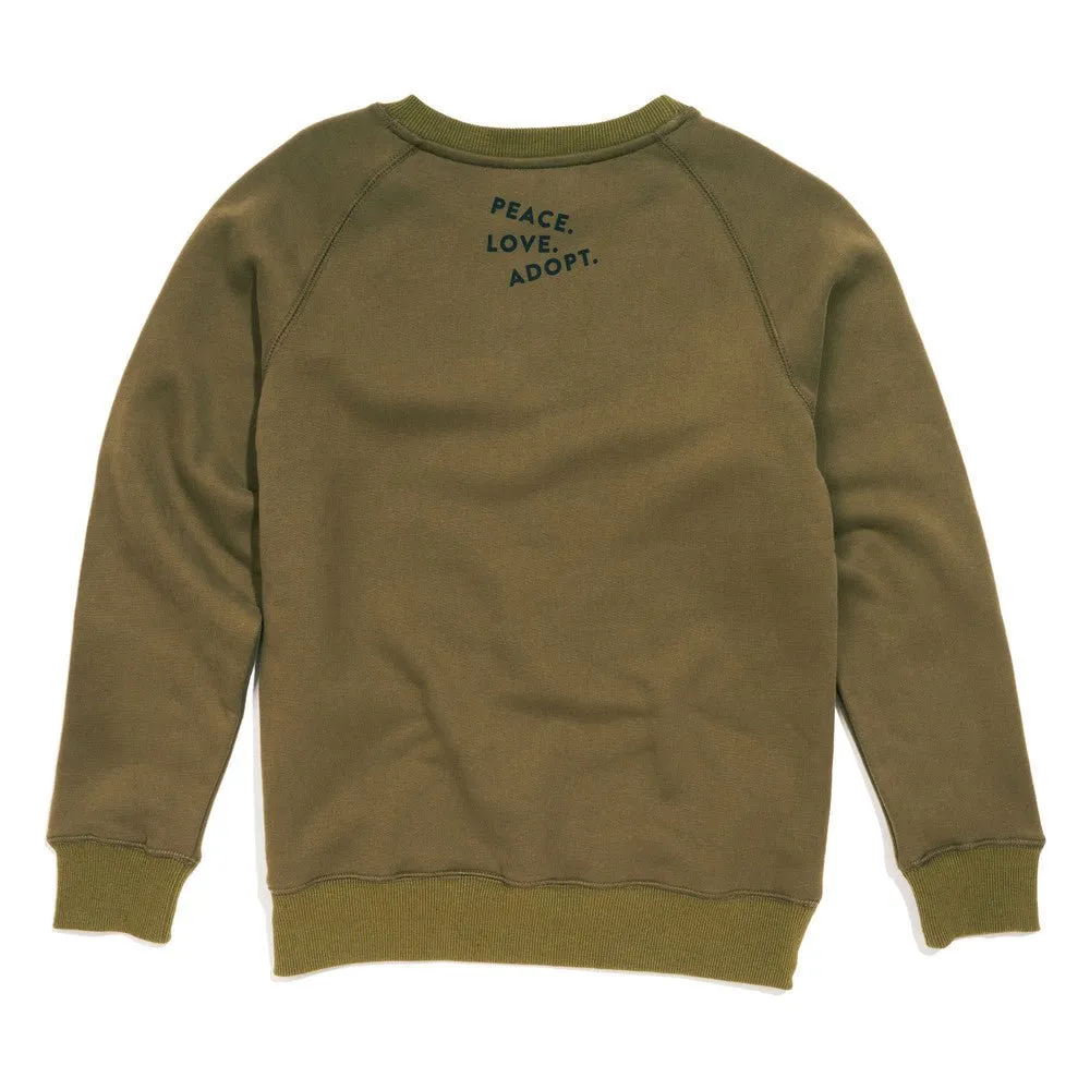 Found My Animal Big Full Heart Sweatshirt, Olive   Lake