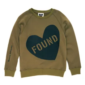 Found My Animal Big Full Heart Sweatshirt, Olive   Lake