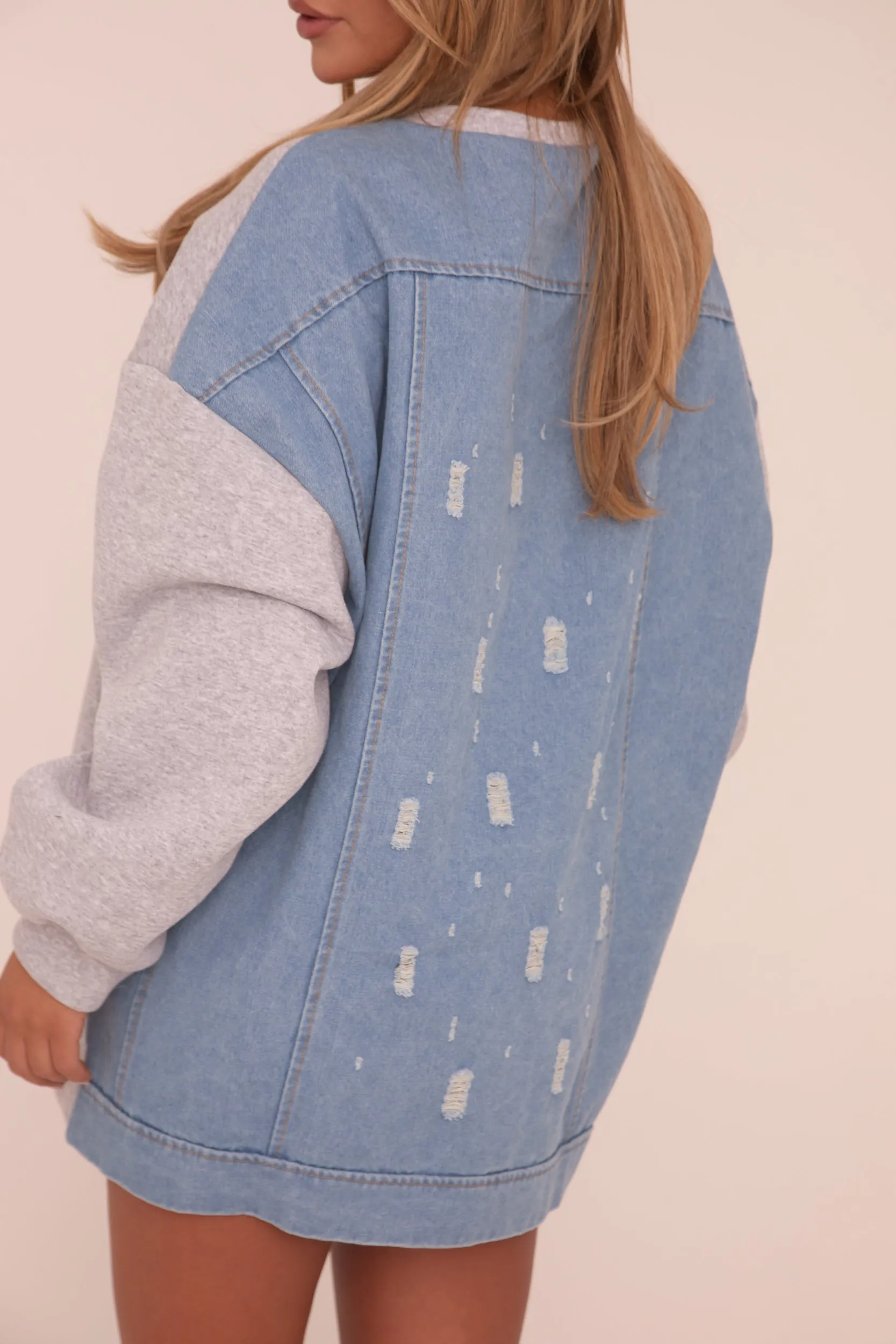Grey Oversized Sweatshirt Dress - Claudia
