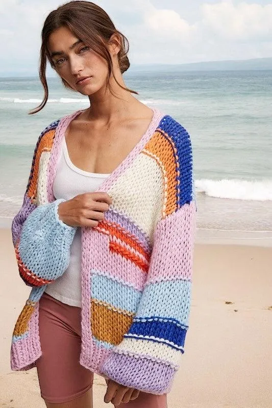 Hand Knitted Multi Striped Cardigan