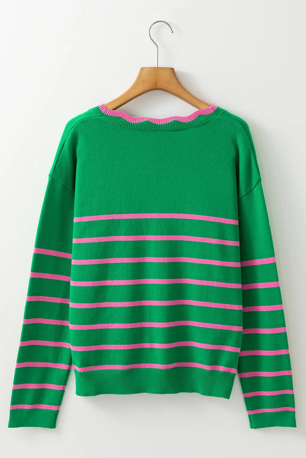 kesley Bow Striped V-Neck Long Sleeve Cardigan
