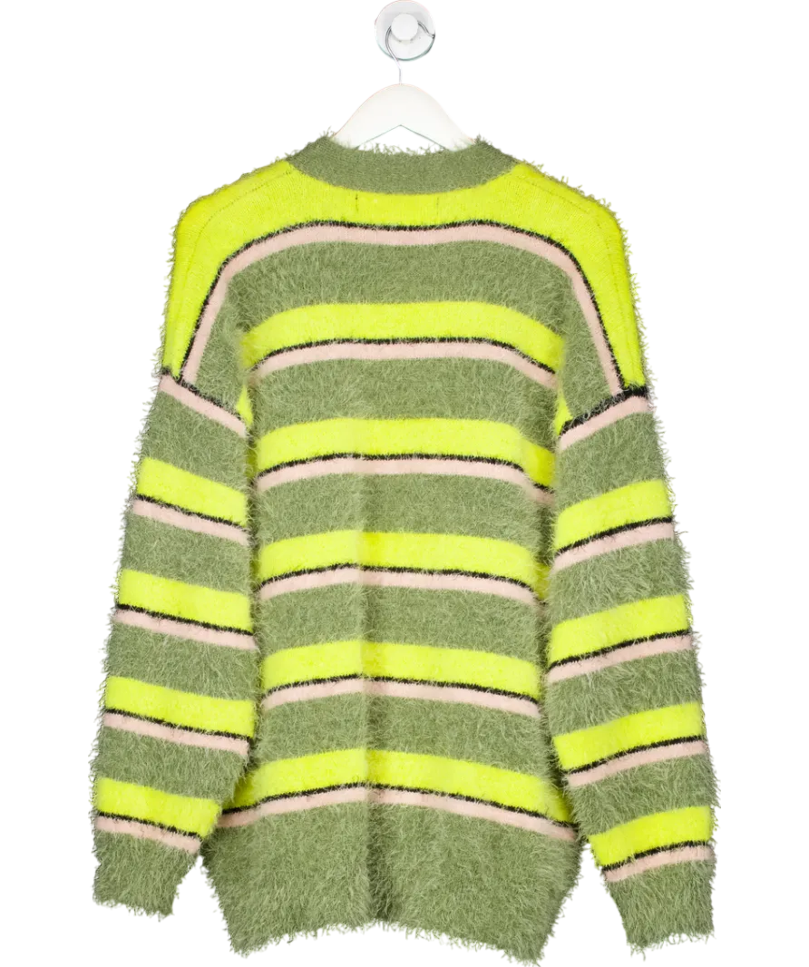 Le Merj Green Striped Cardigan UK M