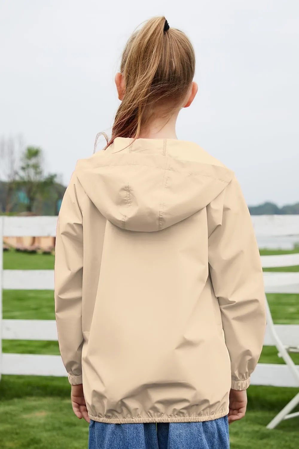 MODAFANS Girls Boys Rain Jacket Lightweight Waterproof Packable Hooded Half zip RainCoats Windbreaker for Outdoor 4-13Year