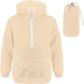 MODAFANS Girls Boys Rain Jacket Lightweight Waterproof Packable Hooded Half zip RainCoats Windbreaker for Outdoor 4-13Year