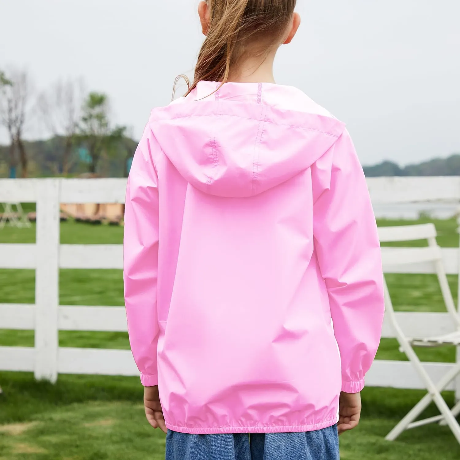 MODAFANS Girls Boys Rain Jacket Lightweight Waterproof Packable Hooded Half zip RainCoats Windbreaker for Outdoor 4-13Year