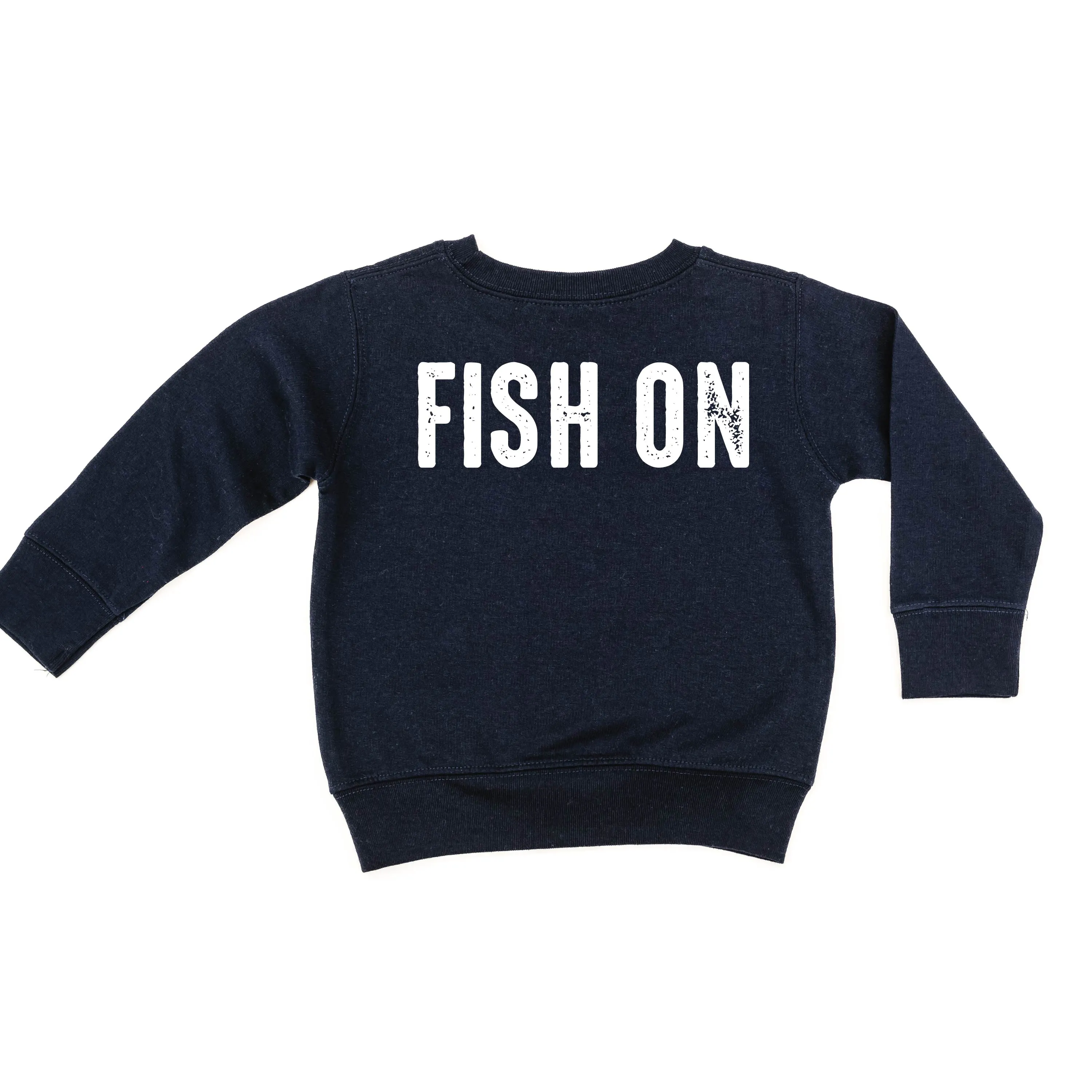Mountain Fish & Pole Pocket Design on Front w/ FISH ON on Back - Child Sweater