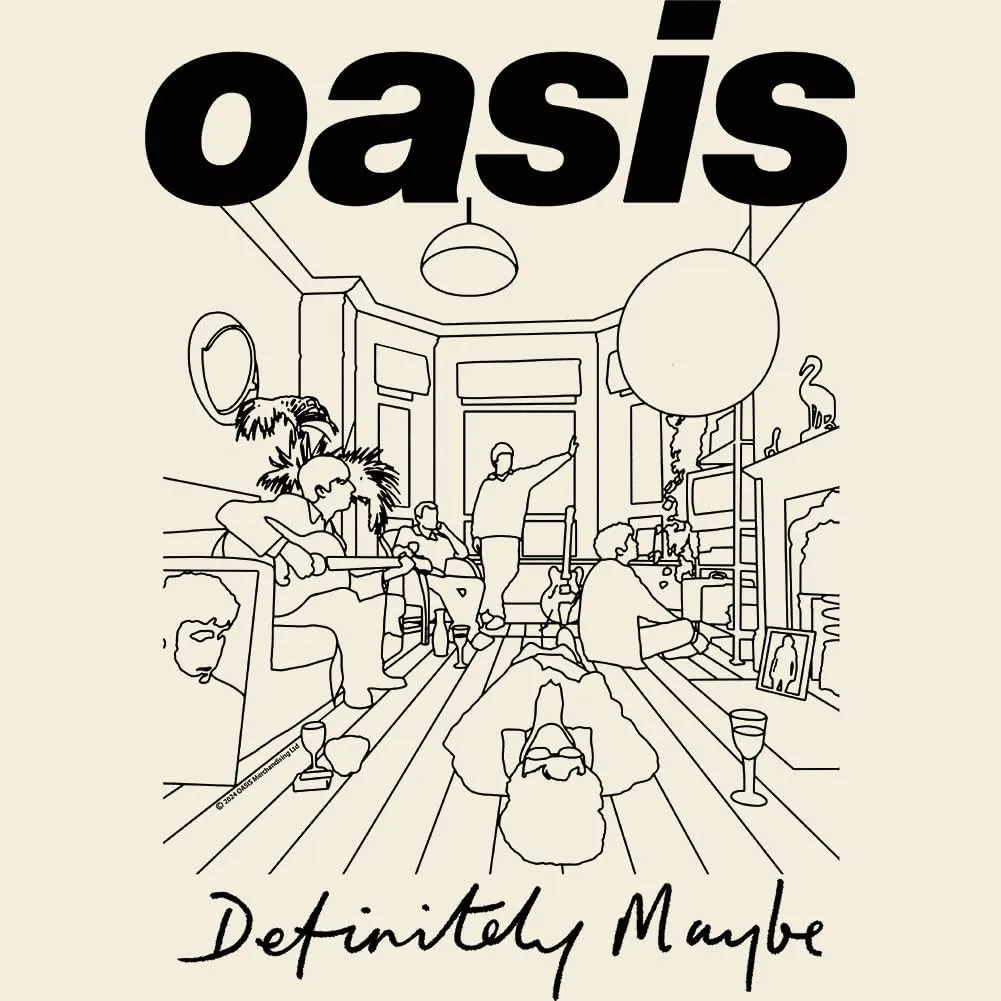 Oasis Band T Shirt Definitely Maybe Adult Natural Short Sleeve 90s Rock Music Vintage Style Graphic Tees