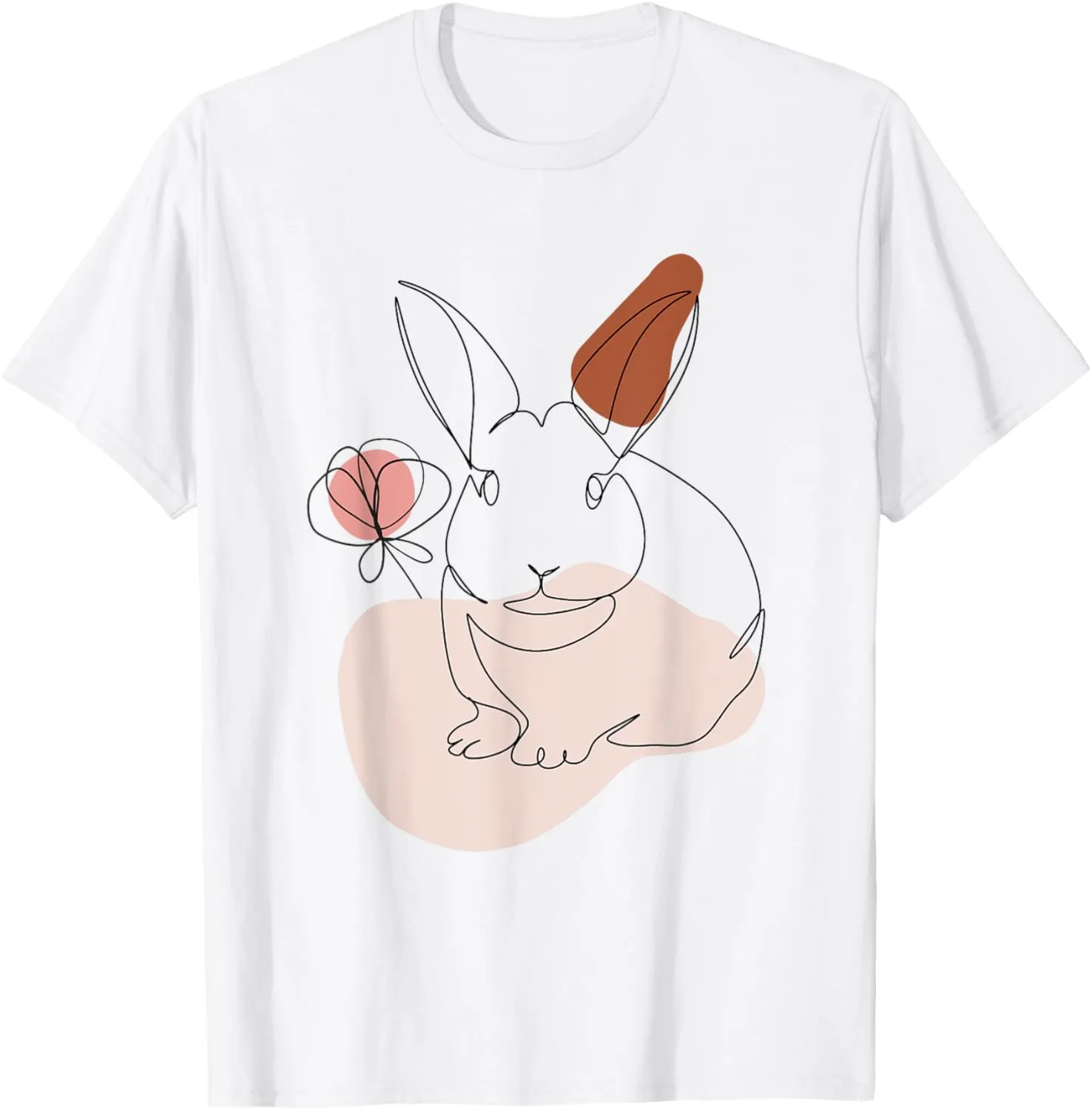 Rabbit Line Art Abstract Minimalist Bunny Face T-Shirt