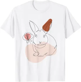 Rabbit Line Art Abstract Minimalist Bunny Face T-Shirt