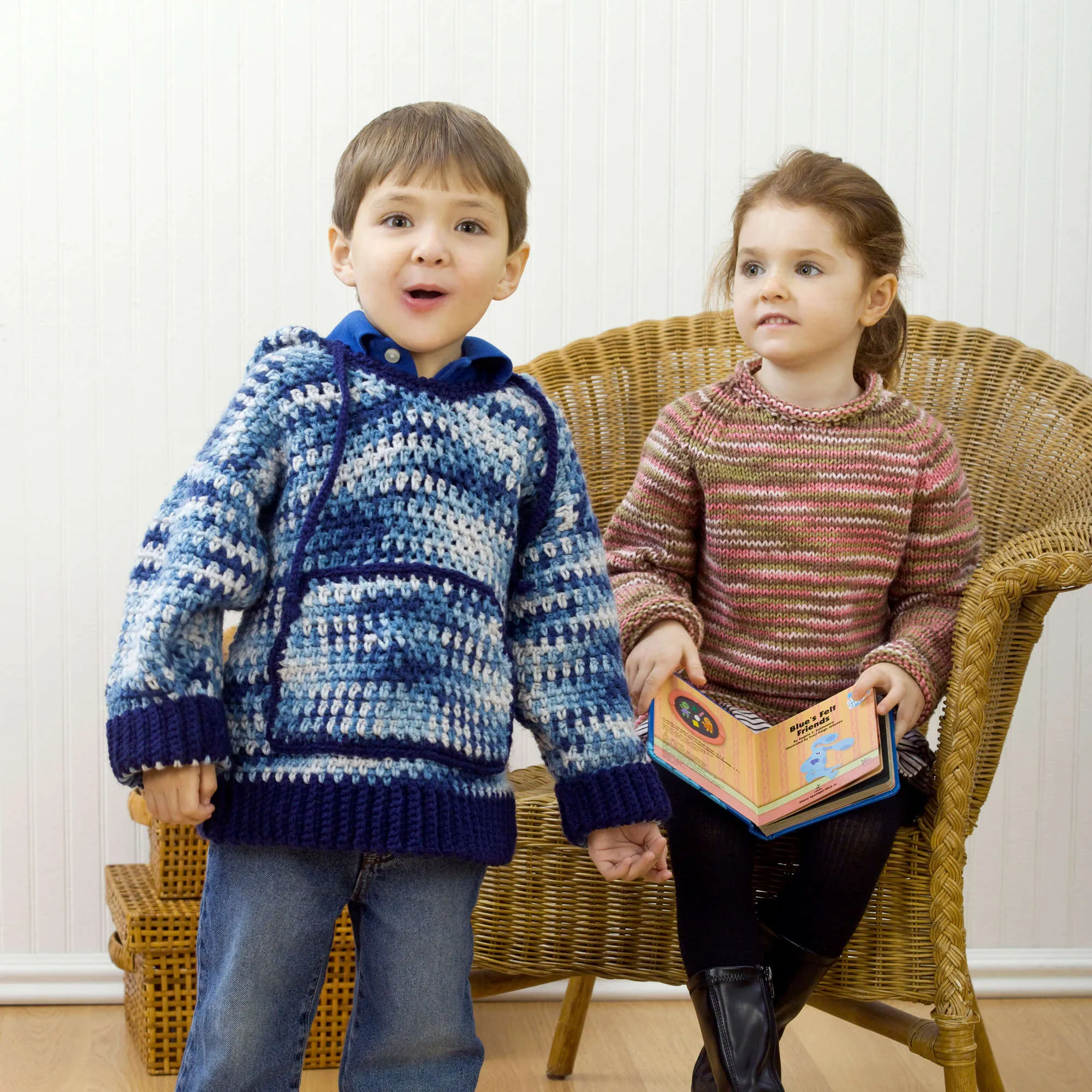 Red Heart Crochet Child's Hooded Sweatshirt