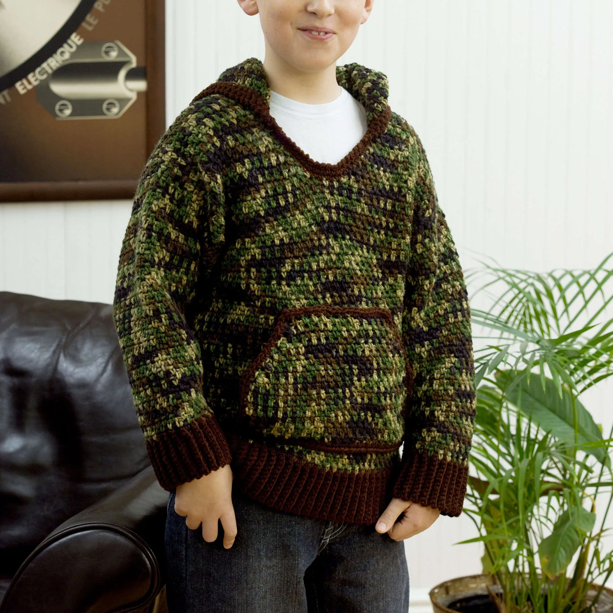Red Heart Crochet Kid's Hooded Sweatshirt