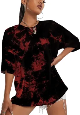 SOFIA'S CHOICE Women's Oversized T Shirts Round Neck Tie Dye Short Sleeve Shirts