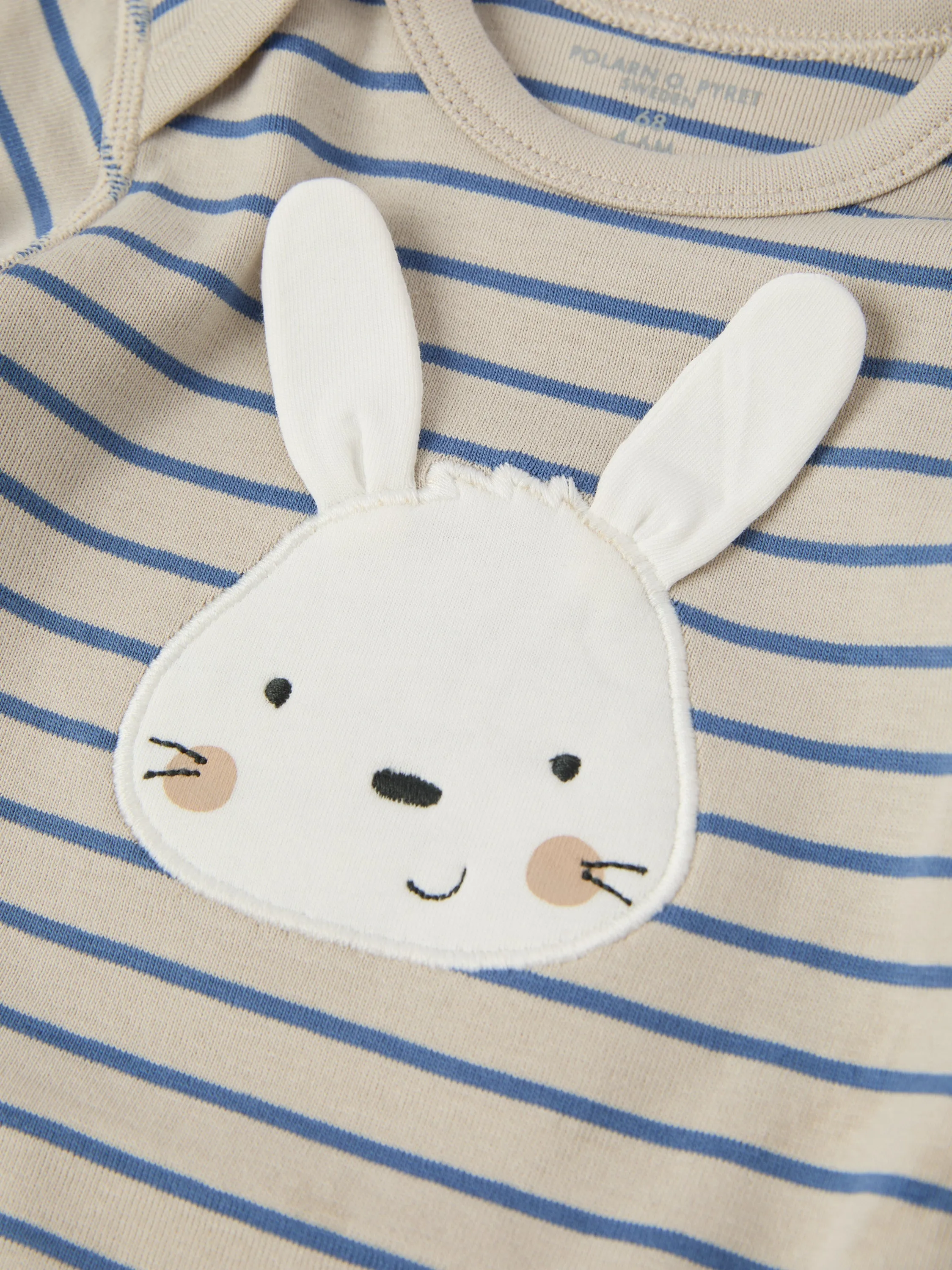 Striped Rabbit Appliqué Babygrow