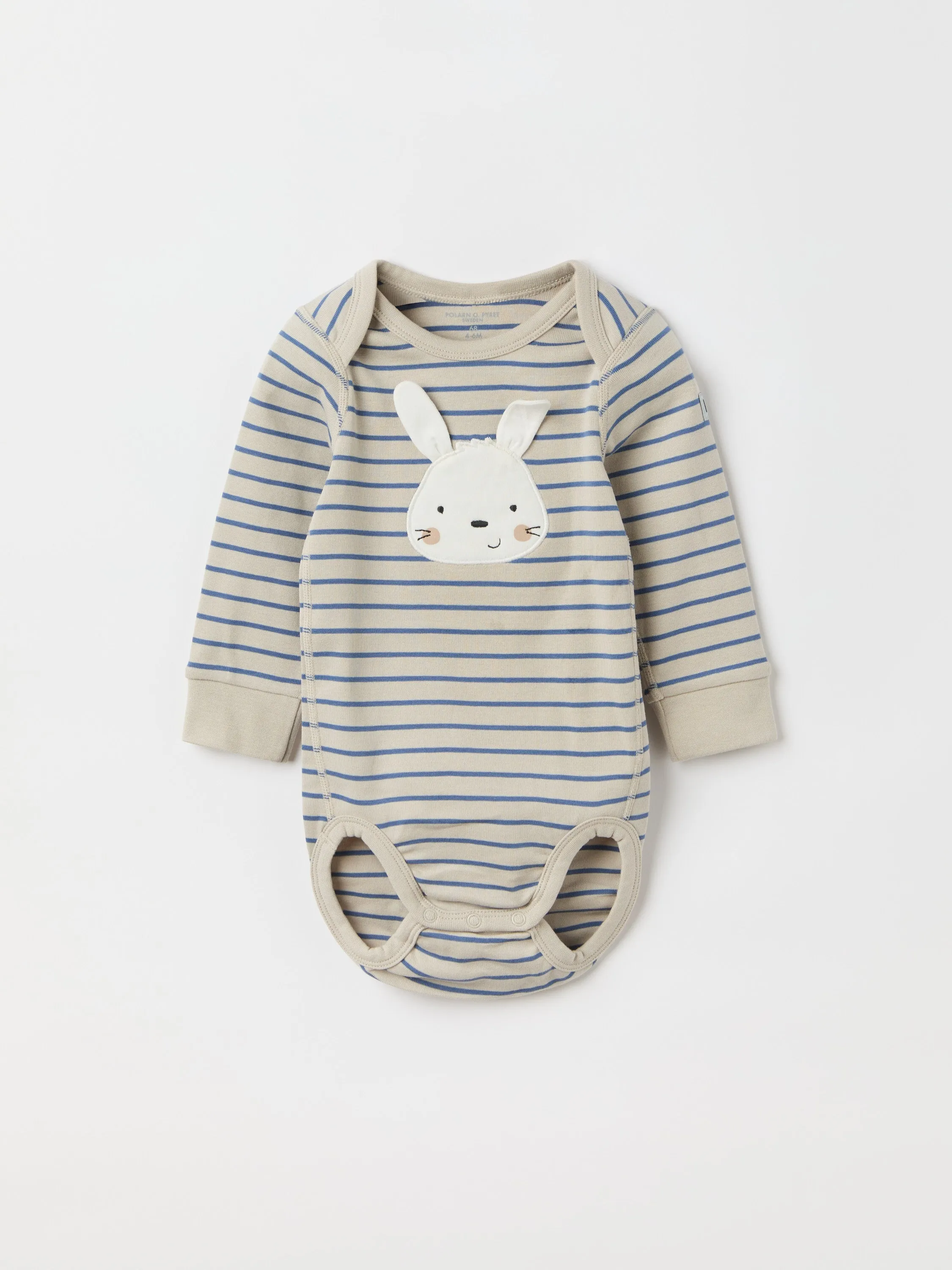 Striped Rabbit Appliqué Babygrow