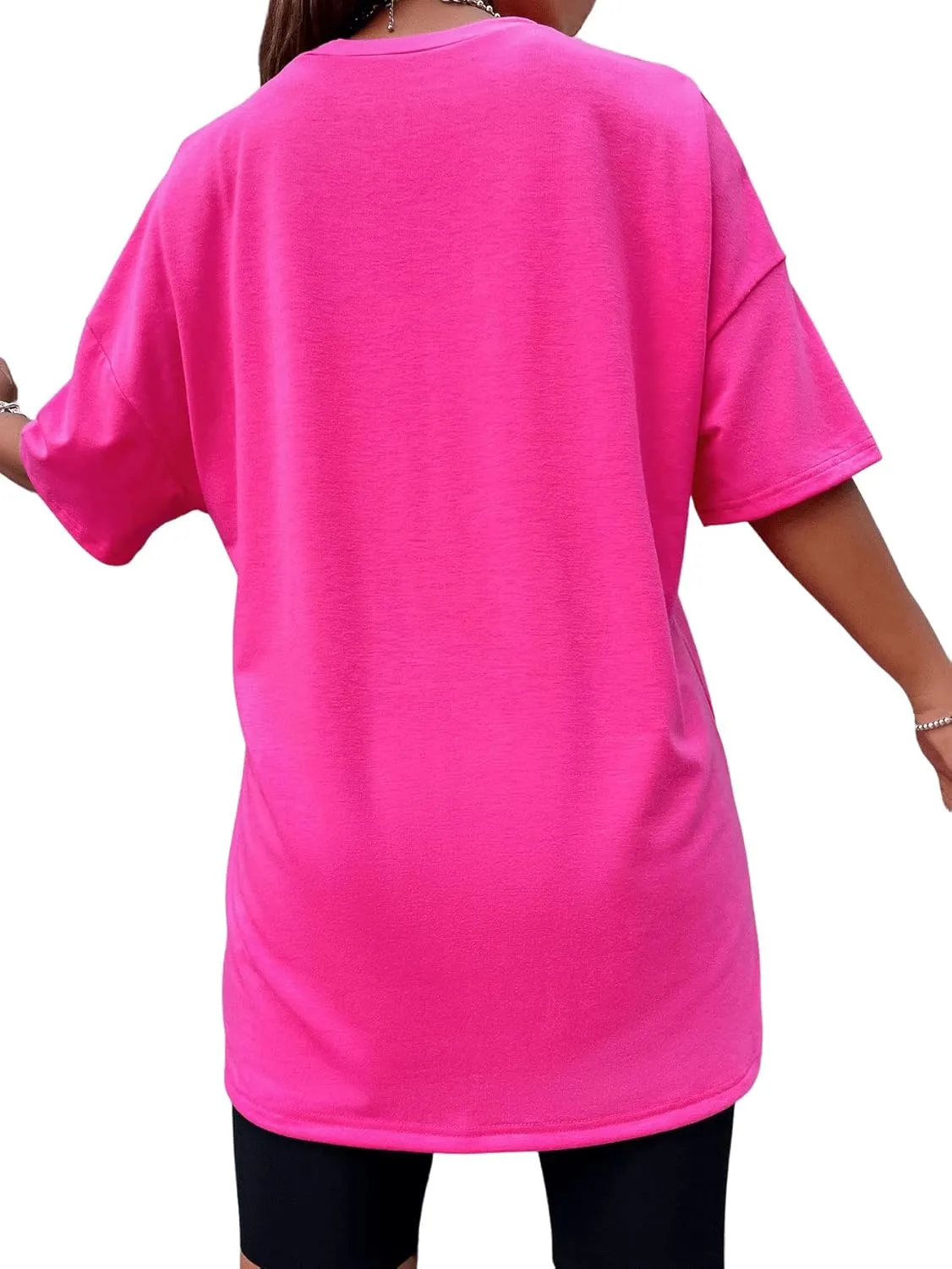 SweatyRocks Women's Short Sleeve Oversized Graphic Tees Round Neck Loose T-Shirt