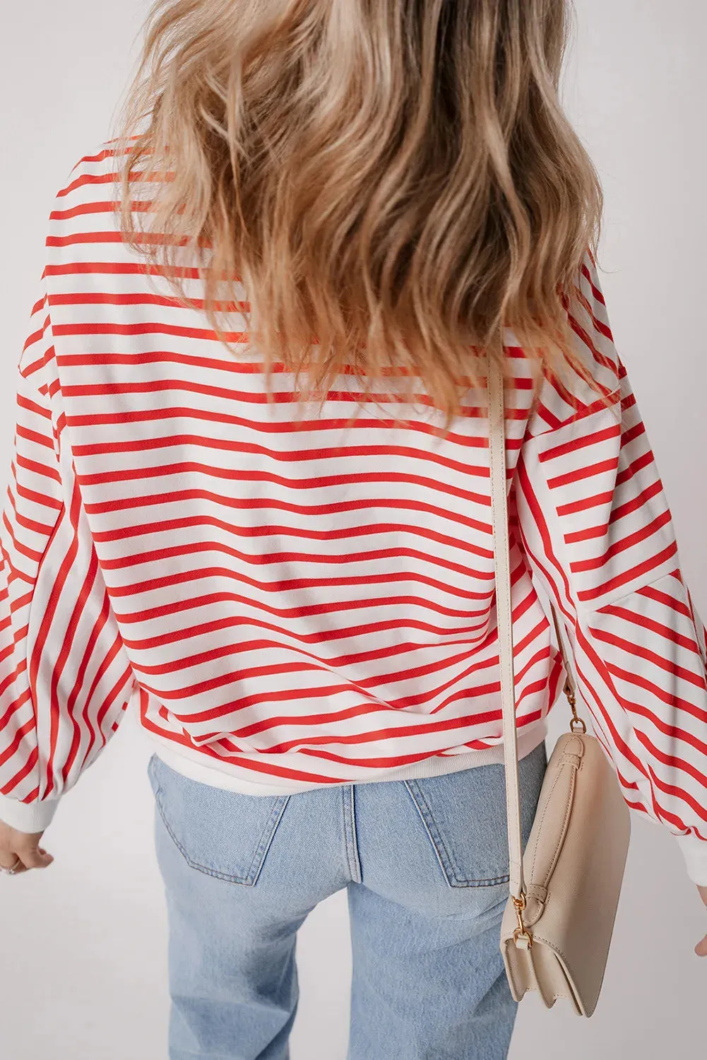 TEEK - Striped Dropped Shoulder Long Sleeve Sweatshirt