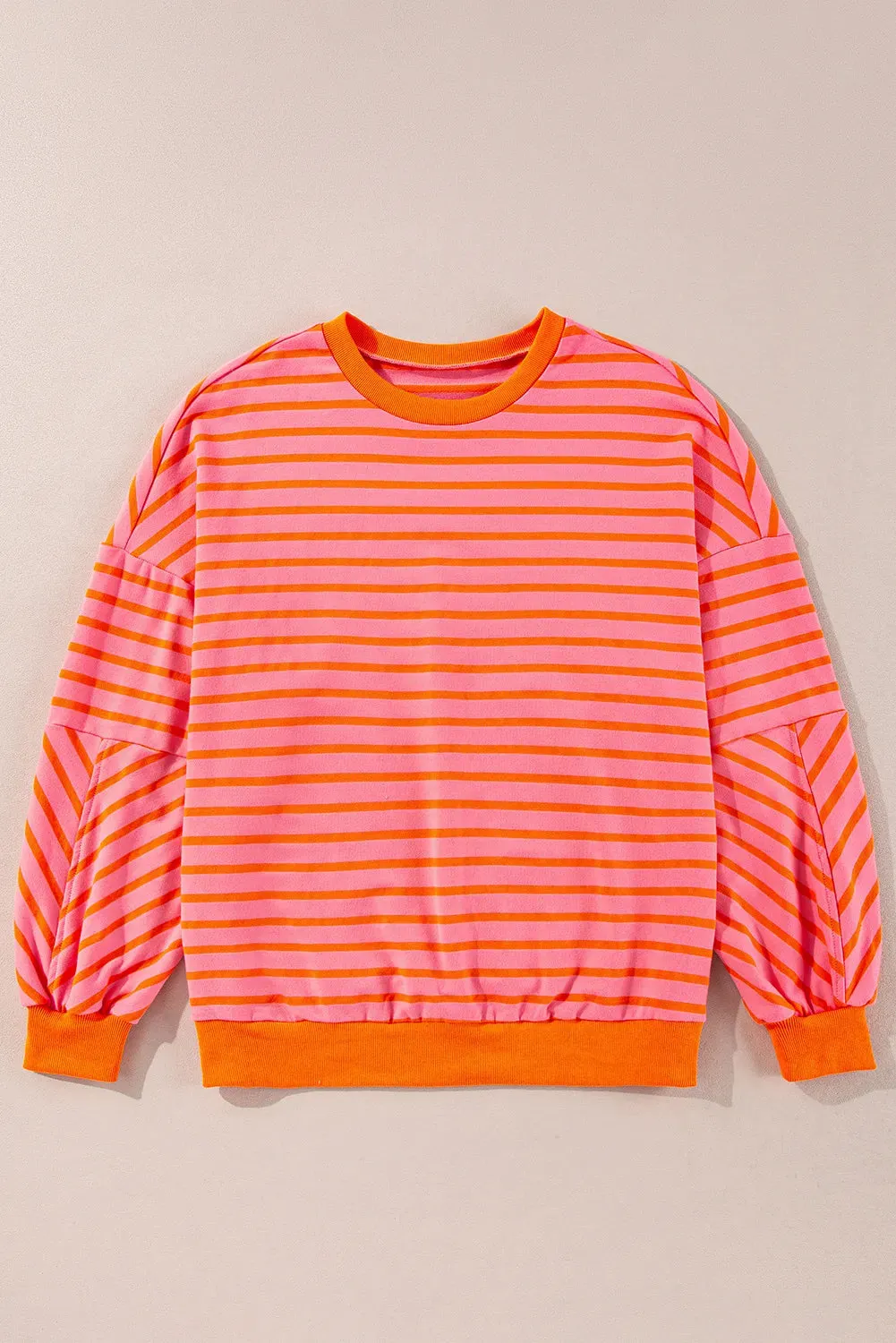 TEEK - Striped Dropped Shoulder Long Sleeve Sweatshirt