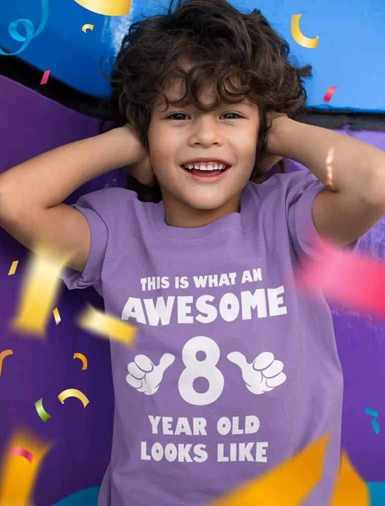 Tstars 8th Birthday Shirts for Boys Girls This is What an Awesome 8 Year Old Looks Like Youth Kids T-Shirt