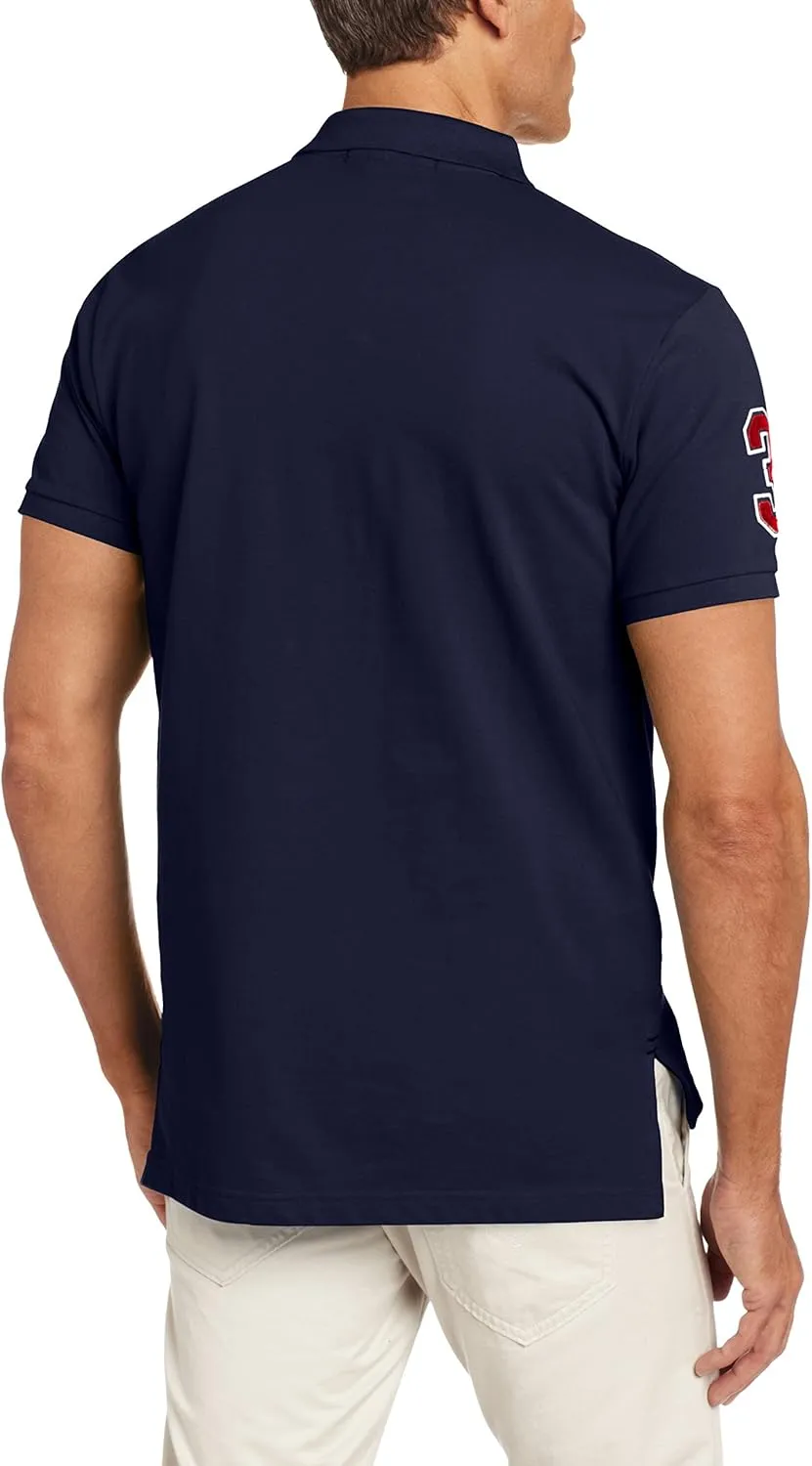 U.S. Polo Assn. Men's Short-Sleeve Polo Shirt with Applique, Casual Summer Slim Fit Polo Shirt with Contrast Color