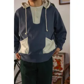 Vintage Two-Tone Hooded Sweatshirt for Men - Solid Color