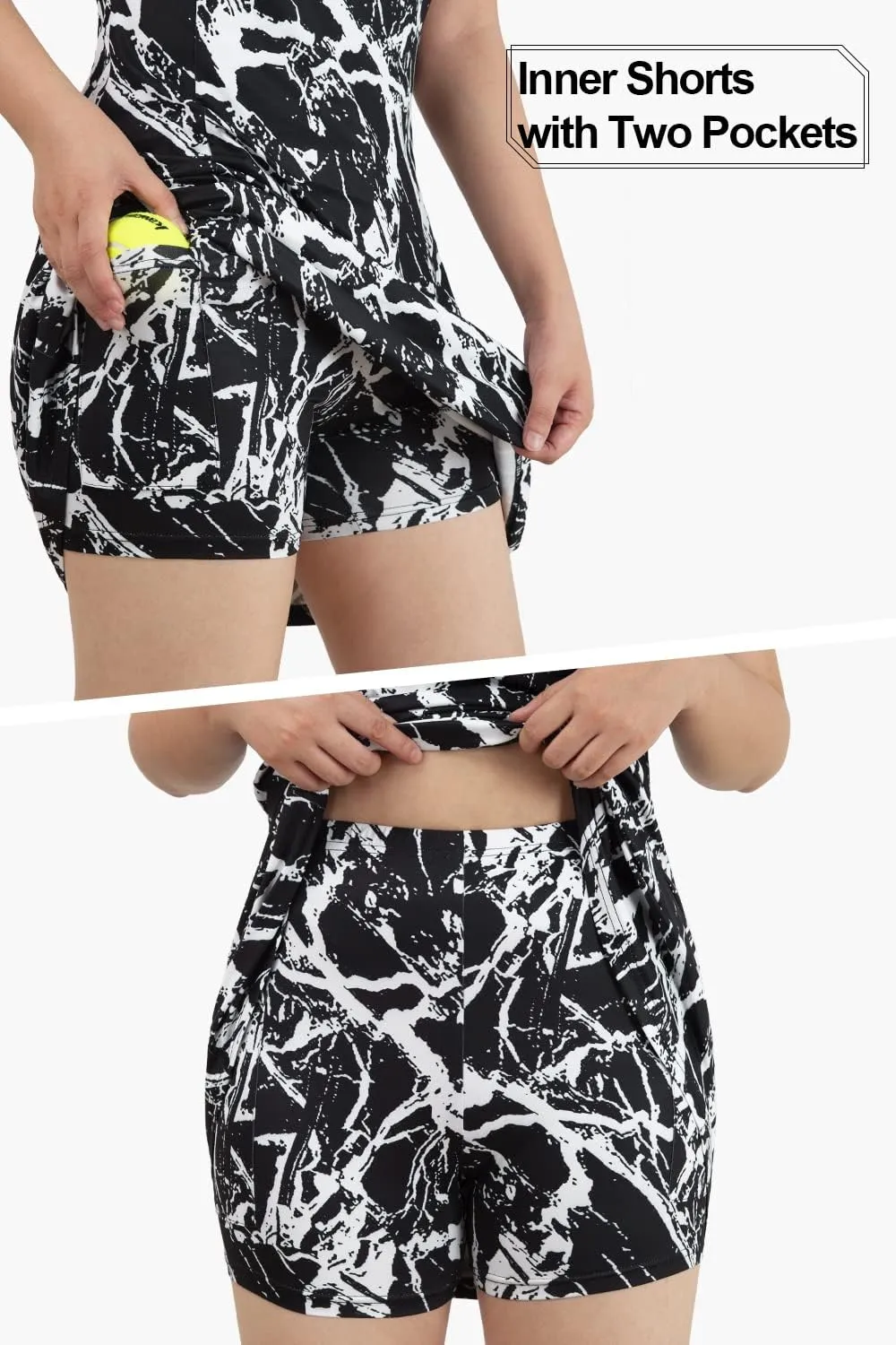 Womens Sleeveless Golf Tennis Dresses with Inner ShortsPockets for Workout Exercise